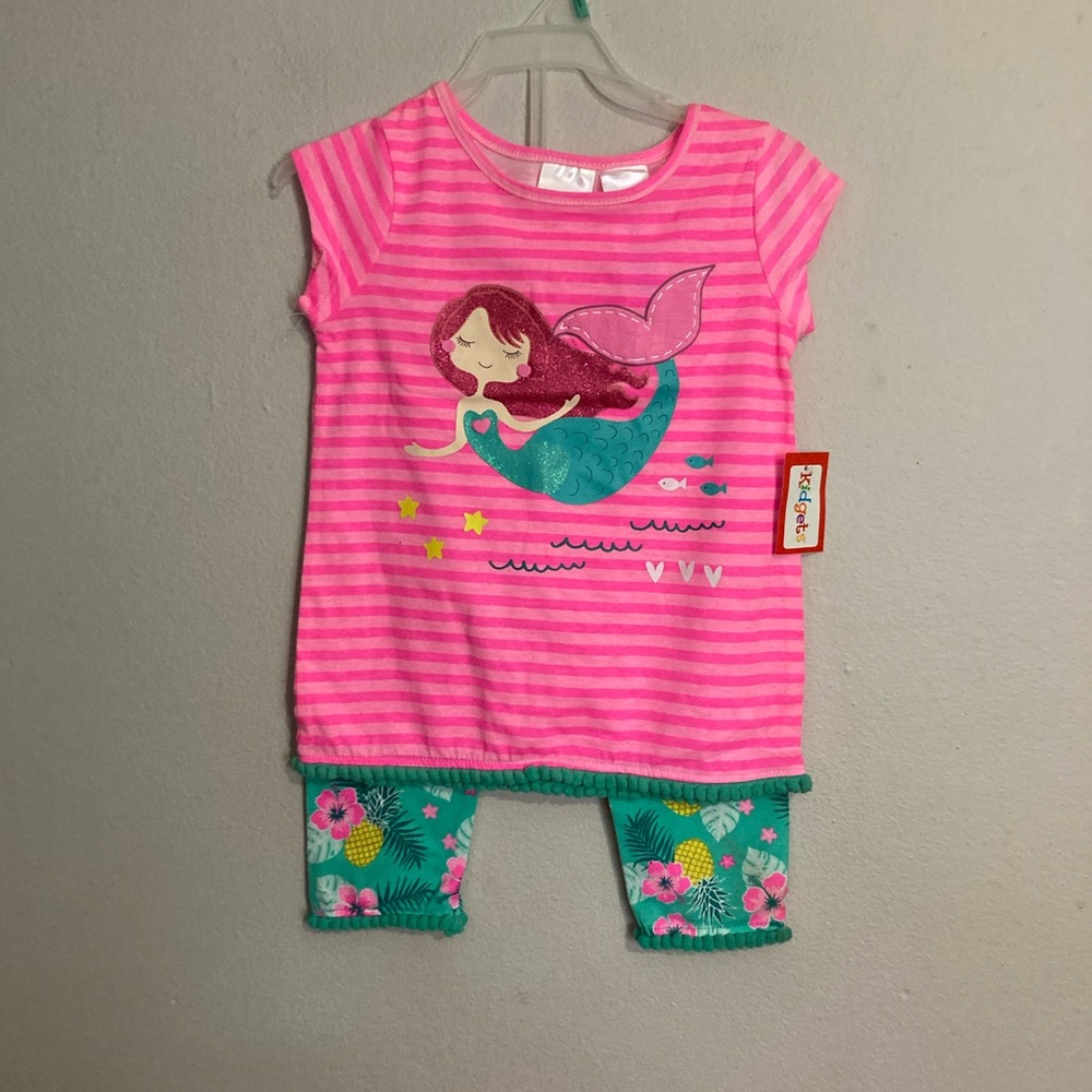 7-11 Girls outfit set mermaid 24m 2t NWT pink